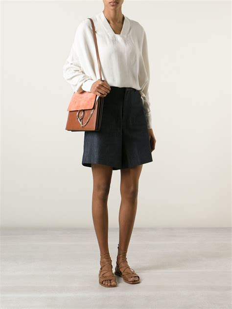 faye leather & suede shoulder bag fake|Faye Chloé Bags .